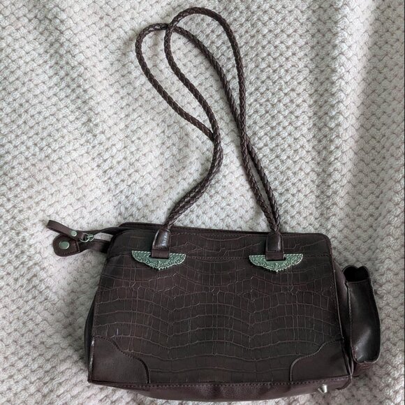 Early 2000's faux maroon snakeskin shoulder bag - Picture 1 of 3